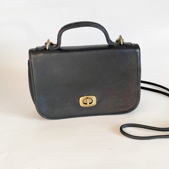 Vintage Nine West Black Small Top Handle Turn Lock Crossbody Bag - Picture 2 of 9